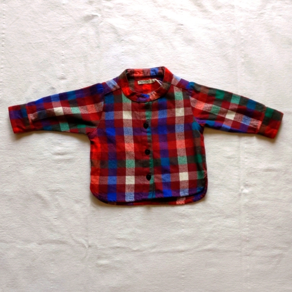 NWT IMPS AND ELFS CHILDREN'S PLAID BUTTOM UP 6-12m